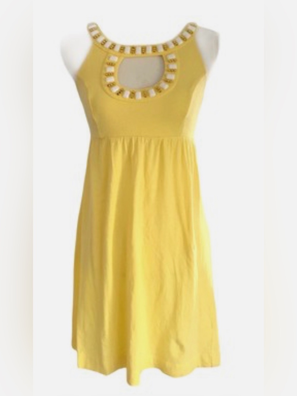 Lilly Pulitzer szM Beautifully, Heavily Beaded Linen Cotton YELLOW Dress